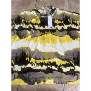 NWT Calvin Klein 3X Jersey Printed Mock Neck Blouse Top